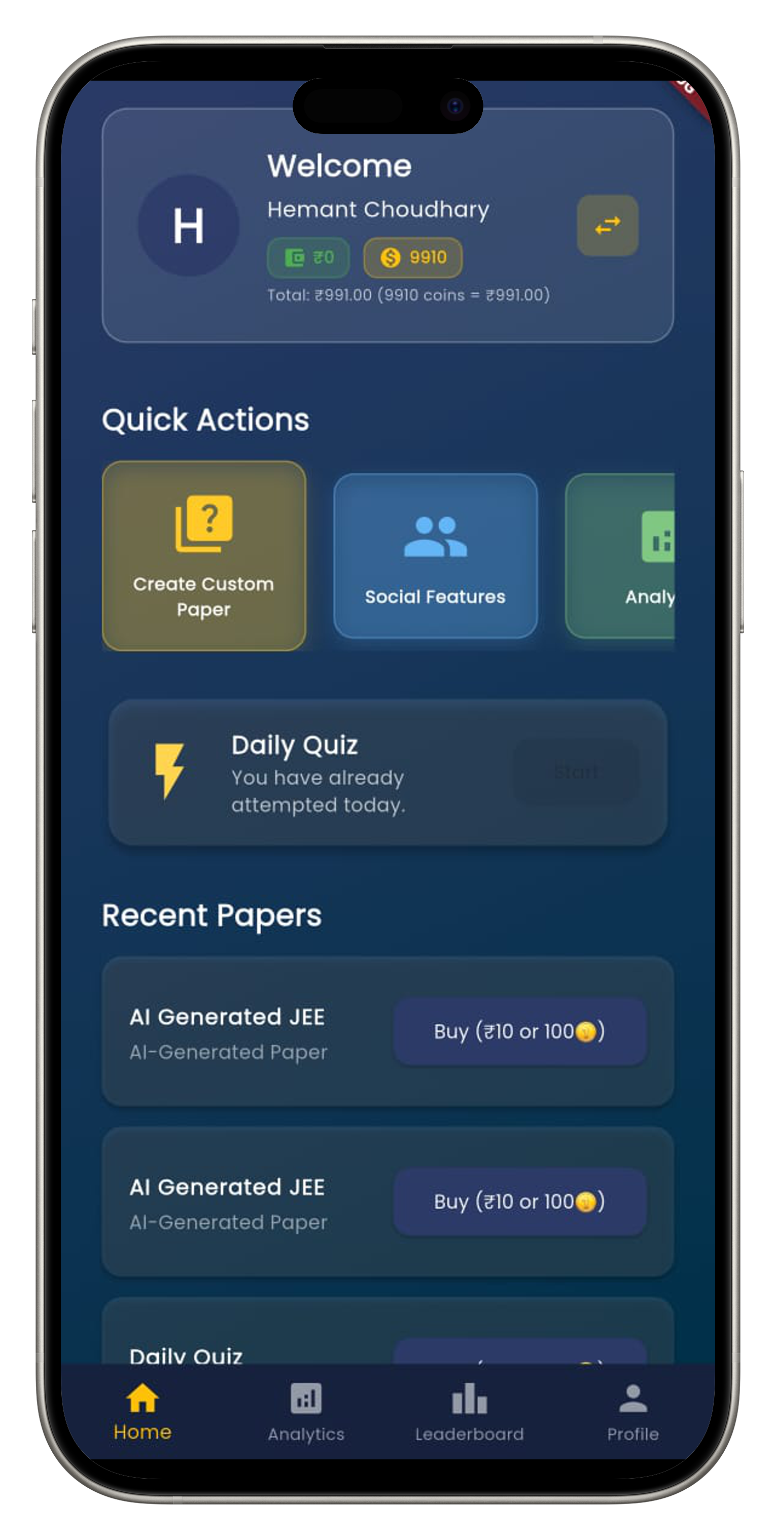 Startup App Interface